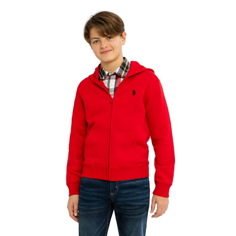 Hooded Sweatshirt Red Zip Up Hoodie Polo Polo Boys Fleece Zip-Up
