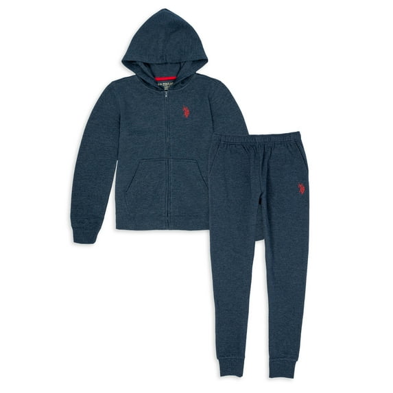 U.S. Polo Assn. Boys Fleece Zip-up Hoodie and Jogger, Sizes 4-18