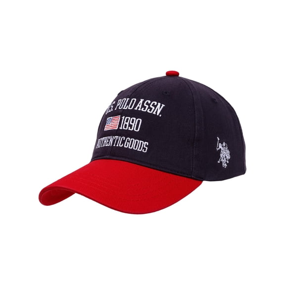 U.S. Polo Assn. Kids Baseball Cap with American Flag, Navy/Red, One Size Fits Most