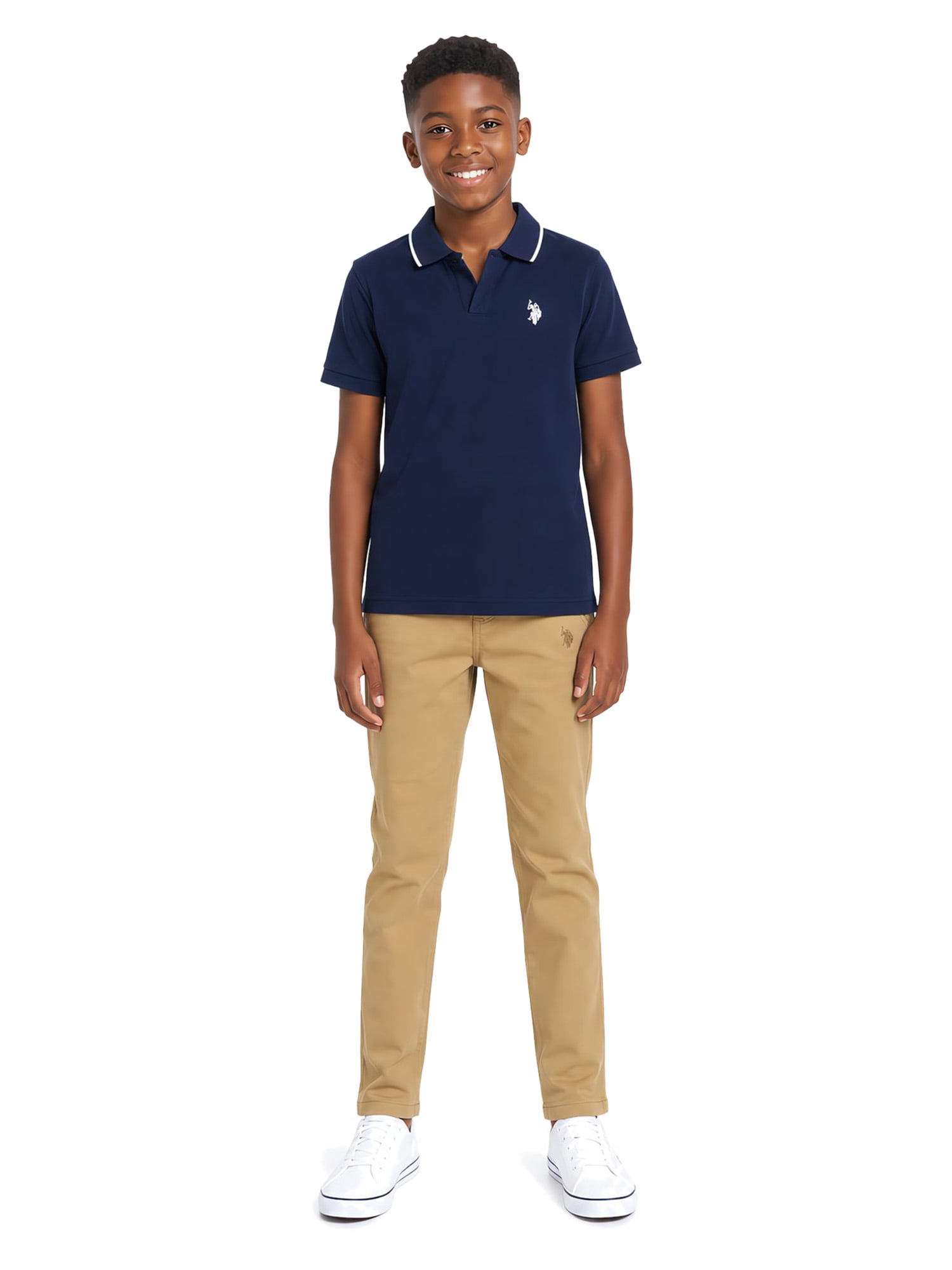U.S. Polo Assn. Boys Short Sleeve Johnny Collar Shirt, Sizes 4-18