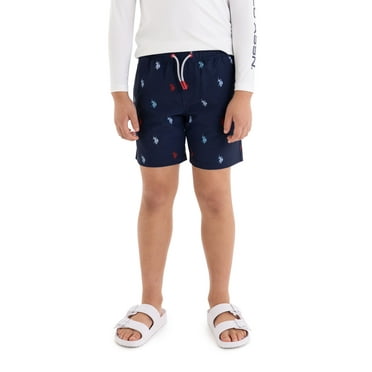 U.S. Polo Assn. Boys Logo Print Swim Short with Brief Liner, Sizes 4-18