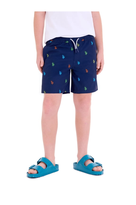 U.S Polo Assn. Boys Logo Print Swim Short with Brief Liner, Sizes 4-18