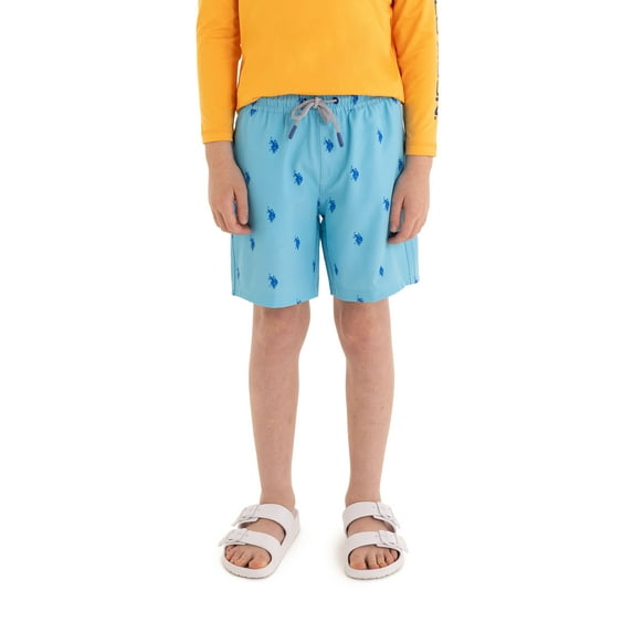 U.S. Polo Assn. Boys Logo Print Swim Short with Brief Liner, Sizes 4-18