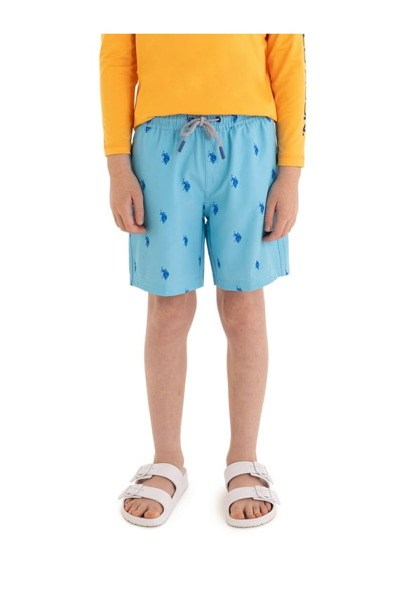 Boys Logo Print Swim Short with Brief Liner, Sizes 4-18