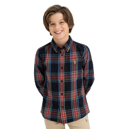 U.S. Polo Assn. Boys Long Sleeve Brushed Twill Shirt, Sizes 4-18