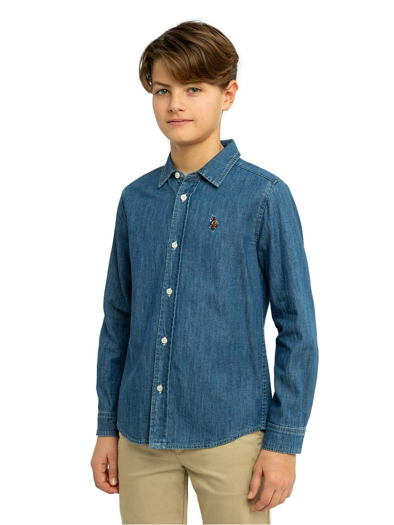 Polo Boys Long Sleeve Denim Shirt, Sizes 4-18, Classic