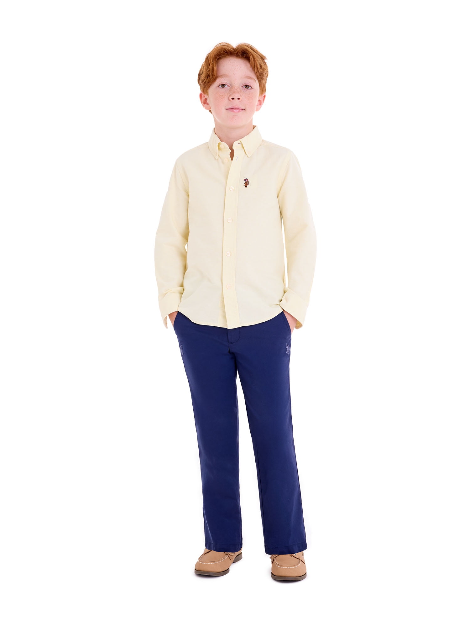 U.S. Polo Assn. Boys Long Sleeve Button Down Oxford Shirt, Sizes 4-18