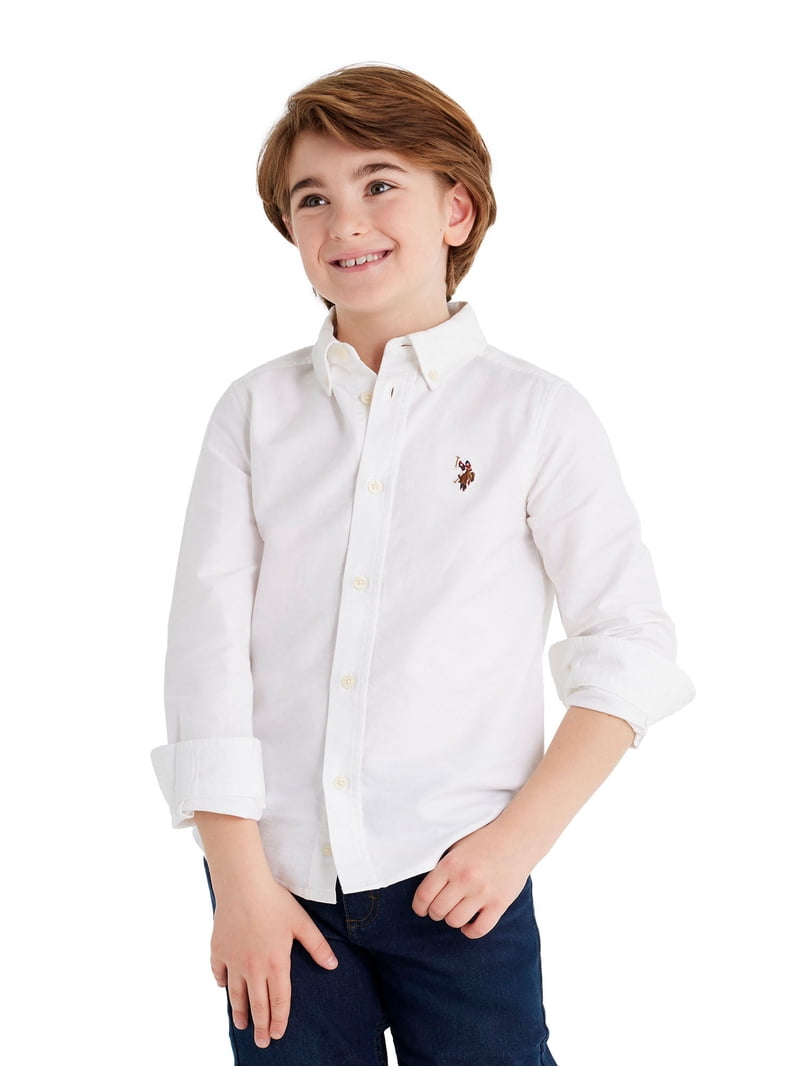 U.S. Polo Assn. Boys Long Sleeve Button Down Oxford Shirt, Sizes 4-18, Boy's, Size: 4/5, White