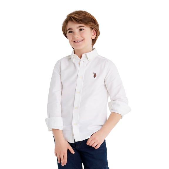 U.S. Polo Assn. Boys Long Sleeve Button Down Oxford Shirt, Sizes 4-18