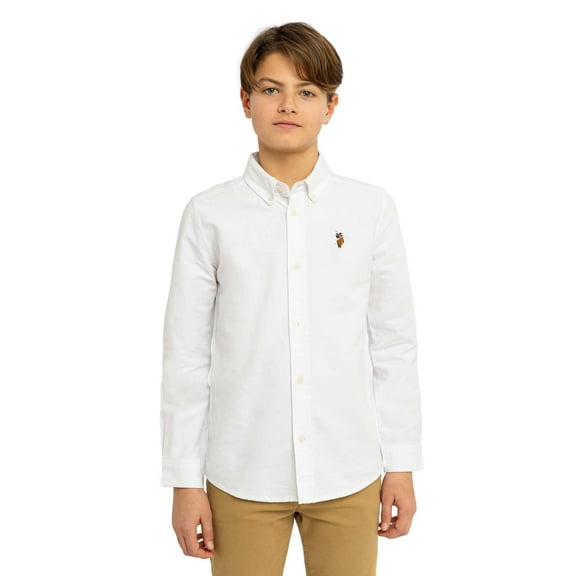 U.S. Polo Assn. Boys Long Sleeve Button Down Oxford Shirt, Sizes 4-18