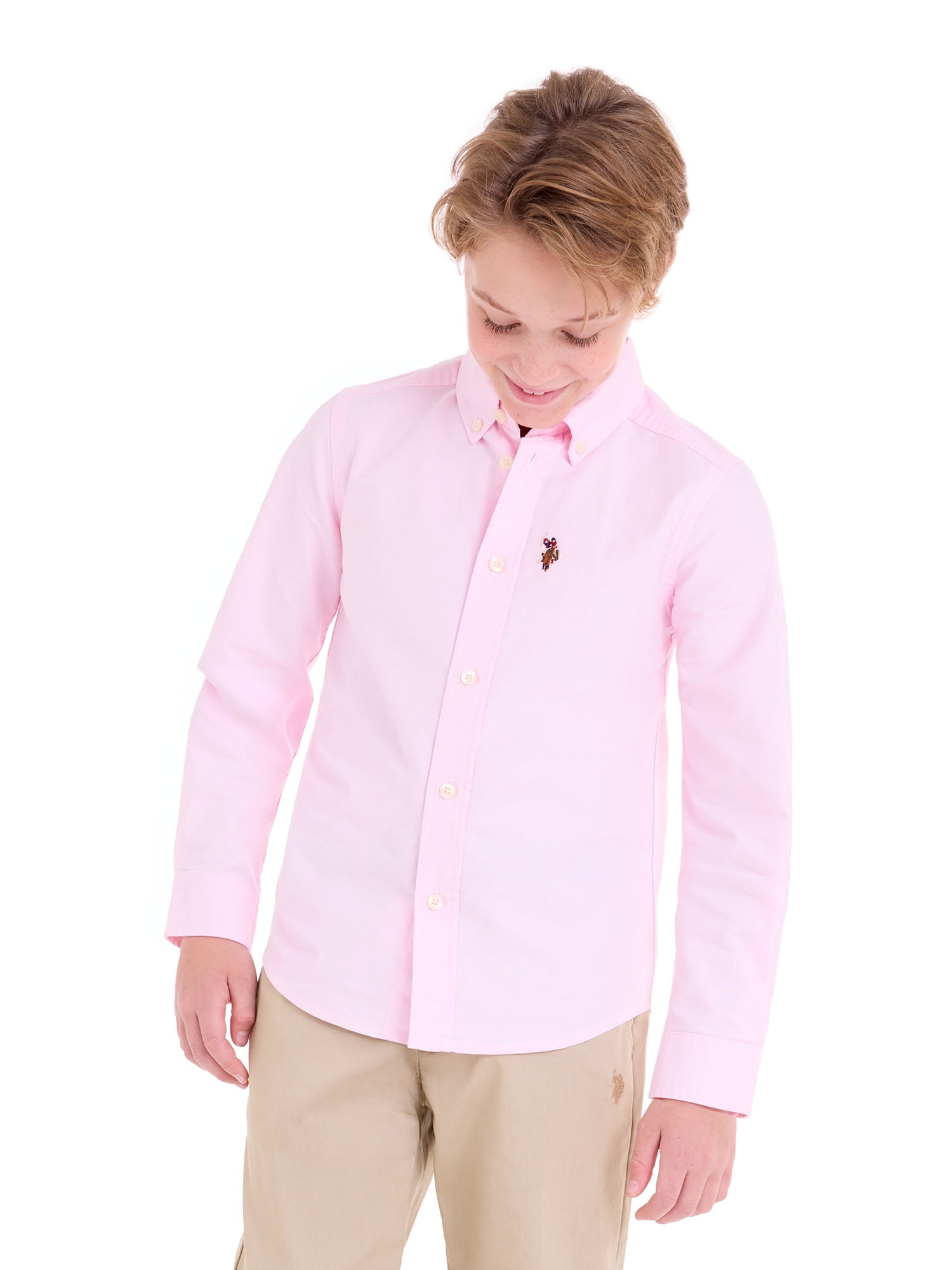 U.S. Polo Assn. Boys Long Sleeve Button Down Oxford Shirt, Sizes 4-18
