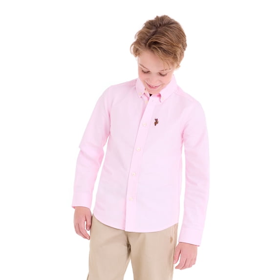 U.S. Polo Assn. Boys Long Sleeve Button Down Oxford Shirt, Sizes 4-18