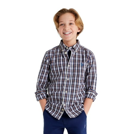 U.S. Polo Assn. Boys Long Sleeve Button Down Shirt, Sizes 4-18