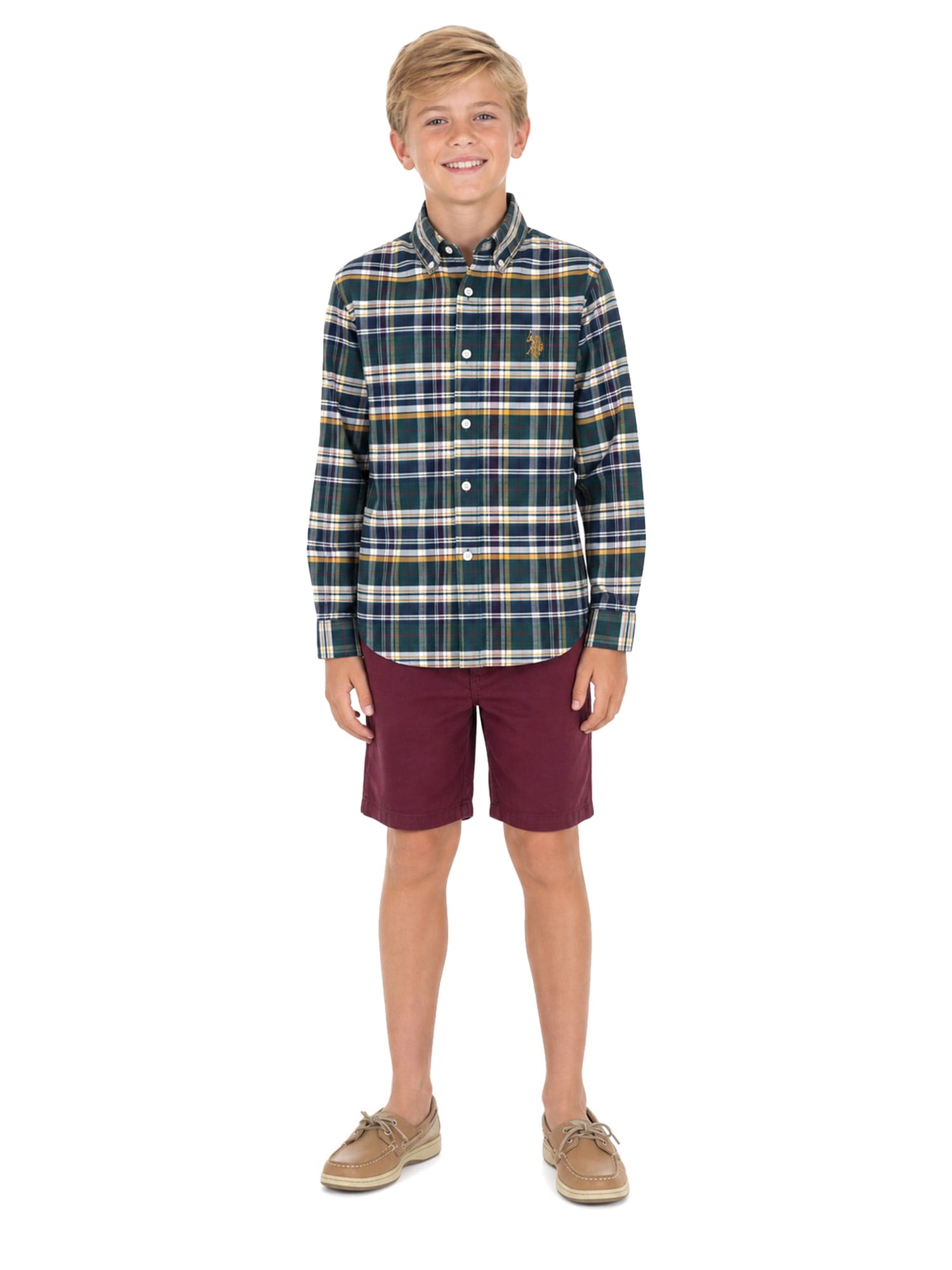 U.S. Polo Assn. Boys Long Sleeve Button Down Shirt, Sizes 4-18