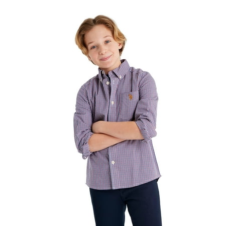 U.S. Polo Assn. Boys Long Sleeve Button Down Shirt, Sizes 4-18