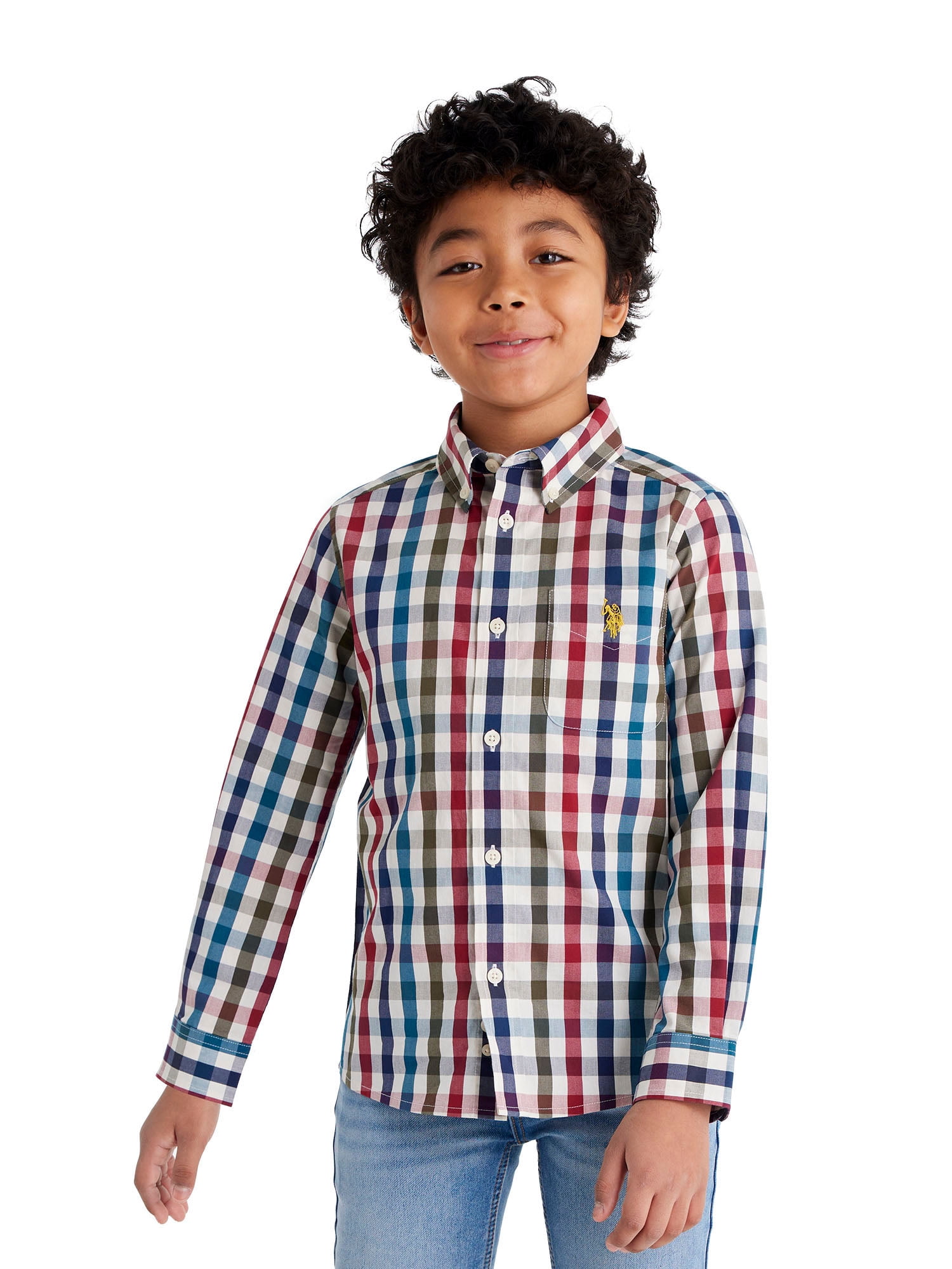 U.S. Polo Assn. Boys Long Sleeve Button Down Shirt, Sizes 4-18