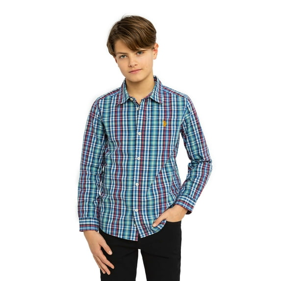 U.S. Polo Assn. Boys Long Sleeve Button Down Tops, Sizes 4-18