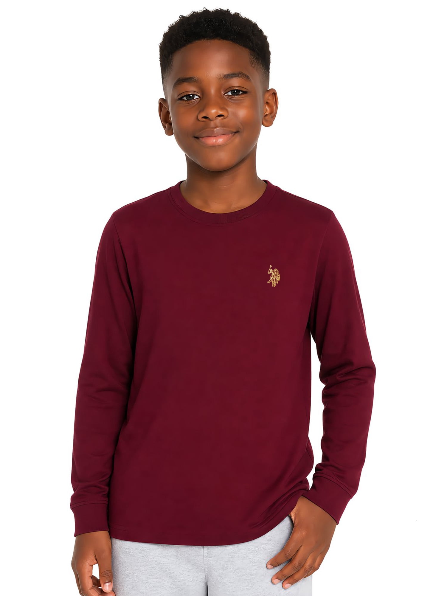 U.S. Polo Assn. Boys Long Sleeve Crewneck Shirt, Sizes 4-18