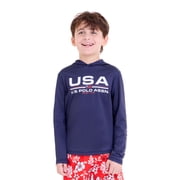 Boys Long Sleeve Hooded Flag Graphic Rashguard, Sizes 4-18
