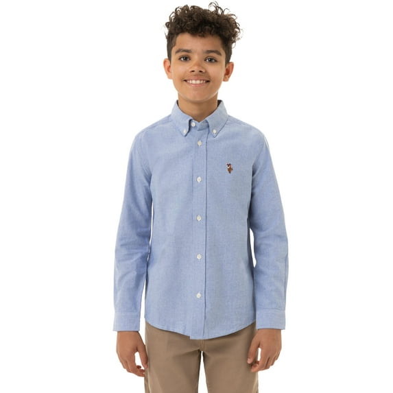 U.S. Polo Assn. Boys Long Sleeve Oxford Woven Shirt, Sizes 4-18