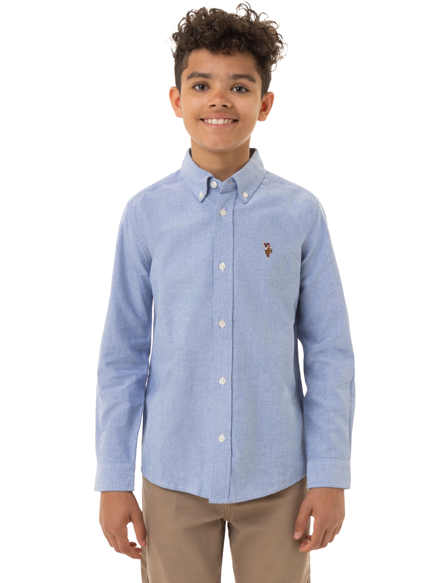 U.S. Polo Assn. Boys Long Sleeve Oxford Woven Shirt, Sizes 4-18