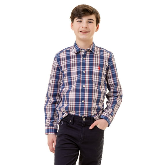 U.S. Polo Assn. Boys Long Sleeve Woven Shirt, Sizes 4-18