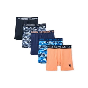 U.S. Polo Assn. Boys Performance Mesh Tagless Boxer Briefs, 5-Pack, Sizes S-XXL