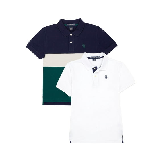 U.S. Polo Assn. Boys Pique Polo Shirt, 2-Pack, Sizes 4-18