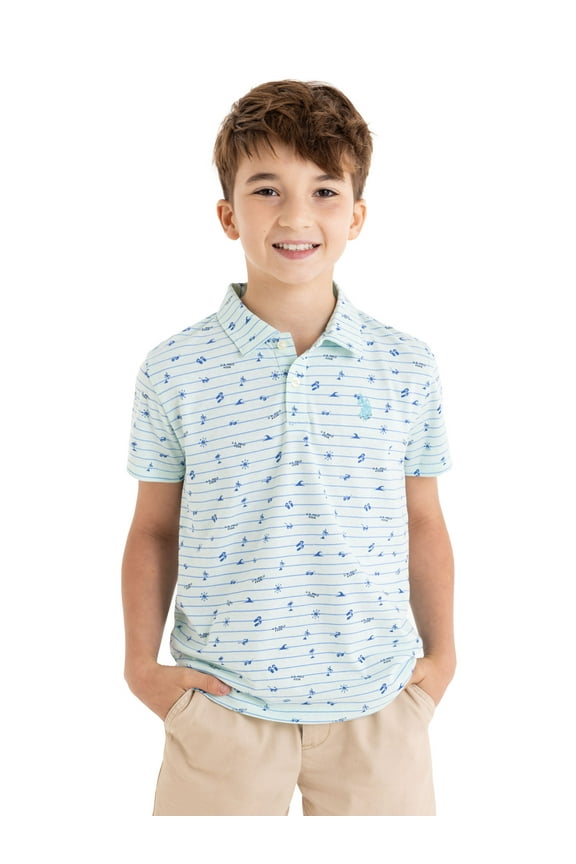 Boys Printed Jersey Polo Shirt, Sizes 4-18