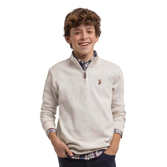 U.S. Polo Assn. Boys Quarter Zip Fleece Mock Neck Pullover, Sizes 4-18