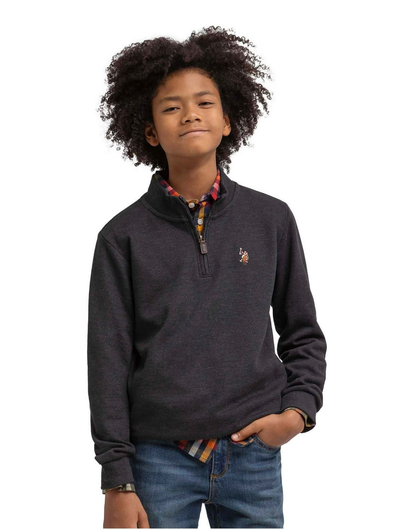 U.S. Polo Assn. Boys Quarter Zip Fleece Mock Neck Pullover, Sizes