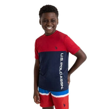 U.S. Polo Assn. Boys Short Sleeve Colorblocked Rash Guard, Sizes 4-18