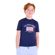 Boys Short Sleeve Flag Print Rash Guard, Sizes 4-18