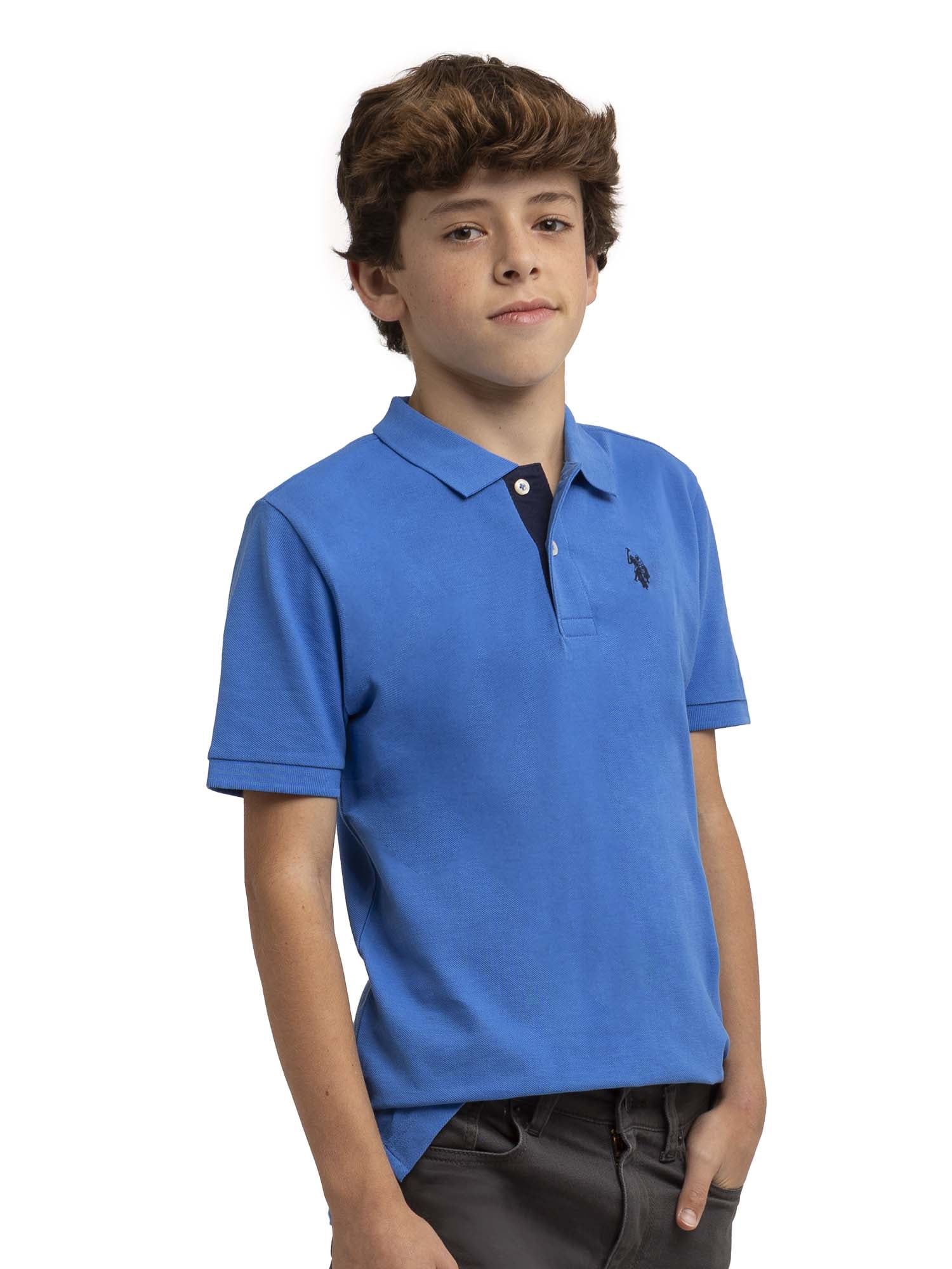 US Polo Assn Boys Purple Checked Short/Longsleeve fold up main image 0
