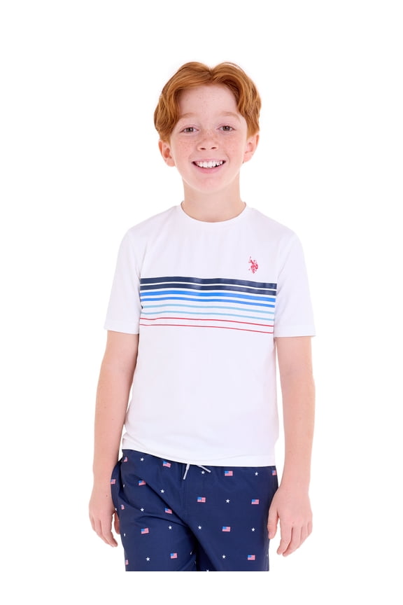 Boys Short Sleeve Striped Rash Guard, Sizes 4-18