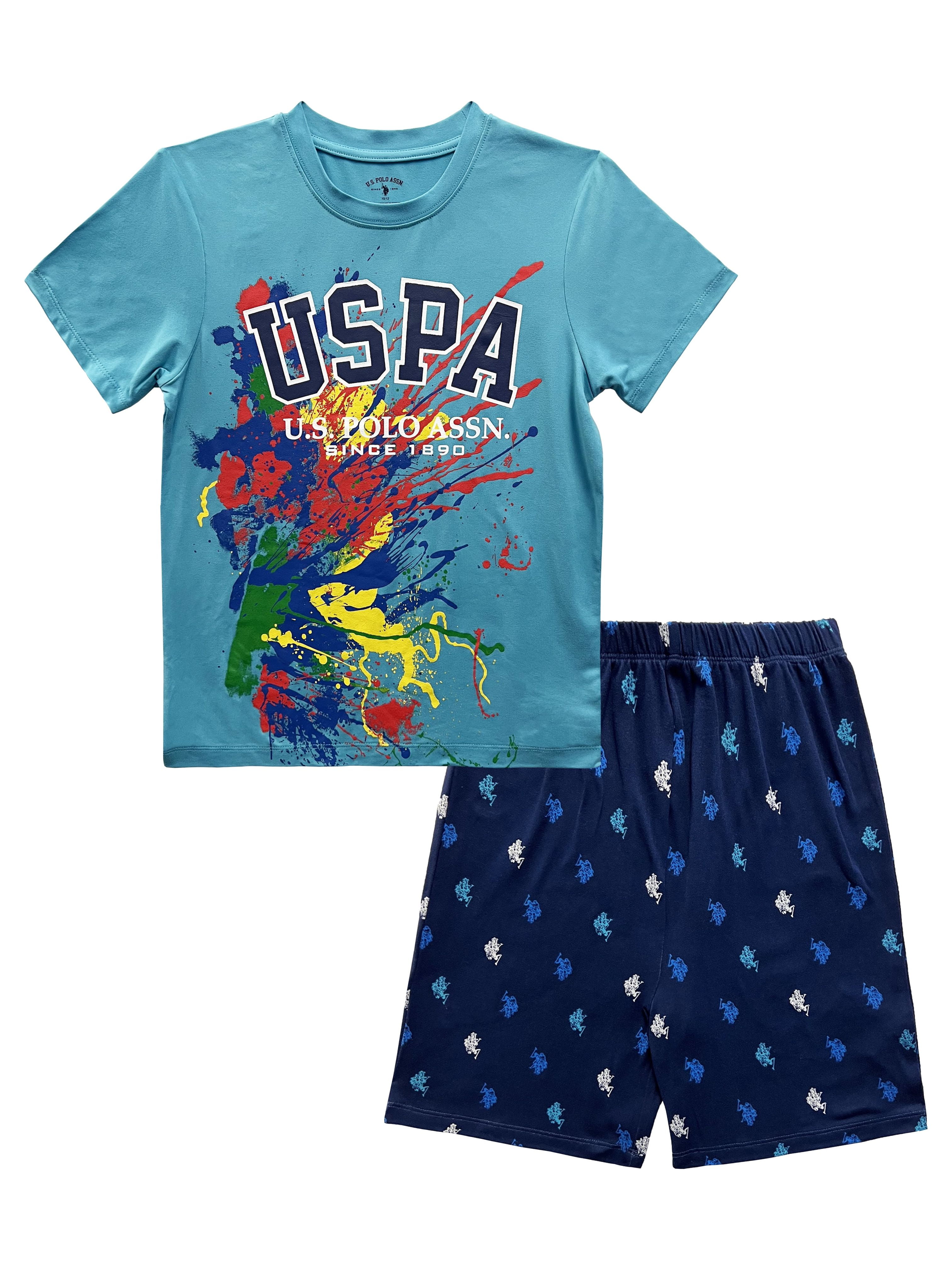 U.S. Polo Assn. Boys Short Sleeve Tee and Shorts Pajama Set, 2-Piece, Sizes 4-18