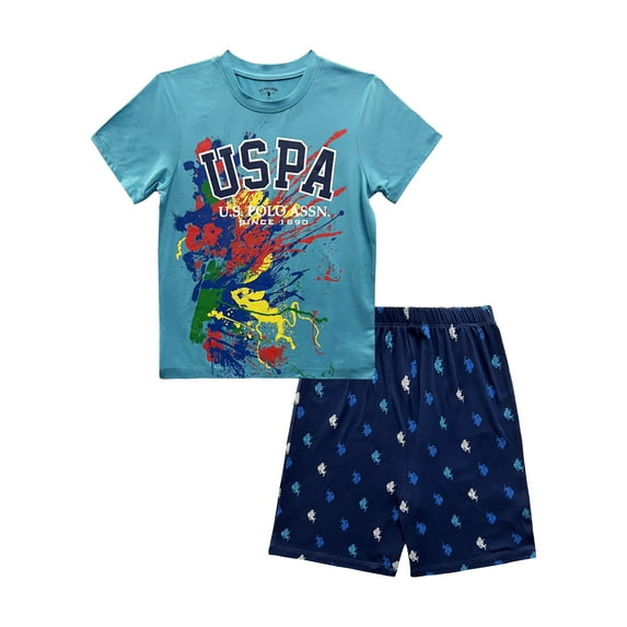 U.S. Polo Assn. Boys Short Sleeve Tee and Shorts Pajama Set, 2-Piece, Sizes 4-18
