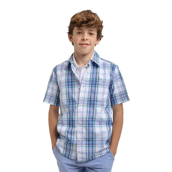 U.S. Polo Assn. Boys Short Sleeve Woven Button Up Shirt, Sizes 4-18