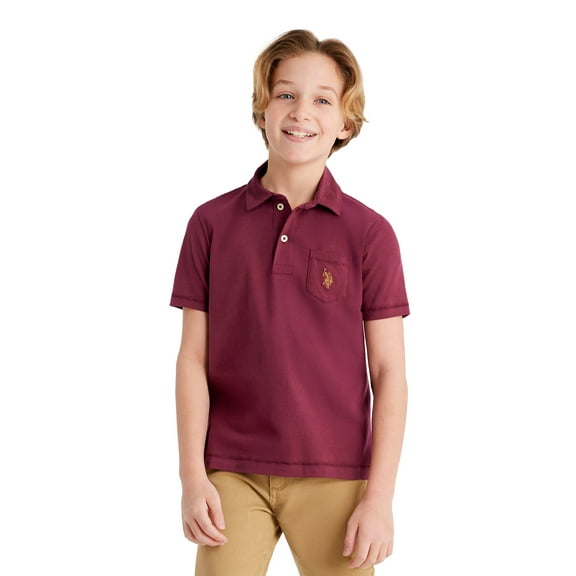 U.S. Polo Assn. Boys Solid Pep Rally Jersey Polo Shirt, Sizes 4-18