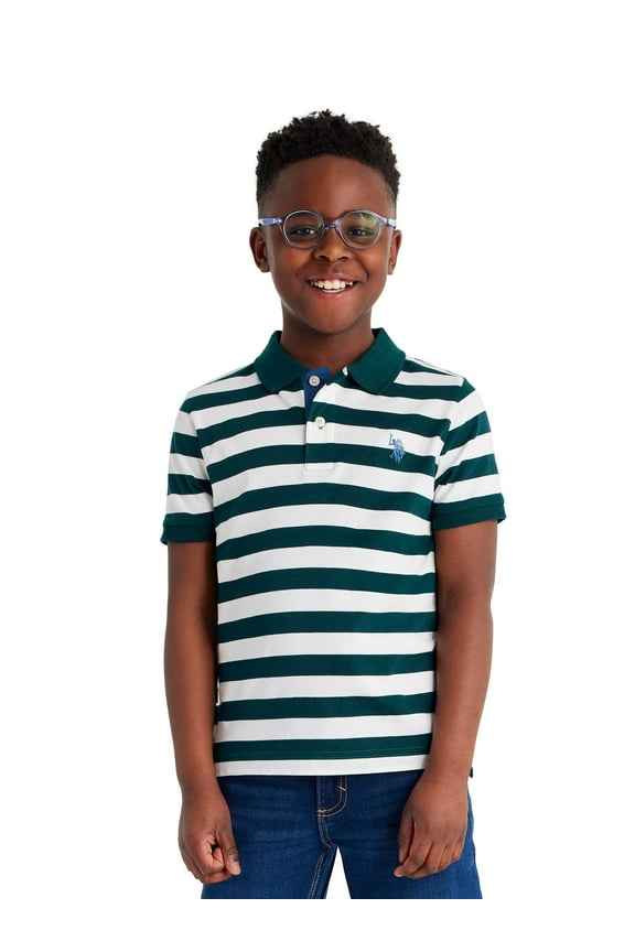 Boys Stripe Jersey Polo Shirt, Sizes 4-18