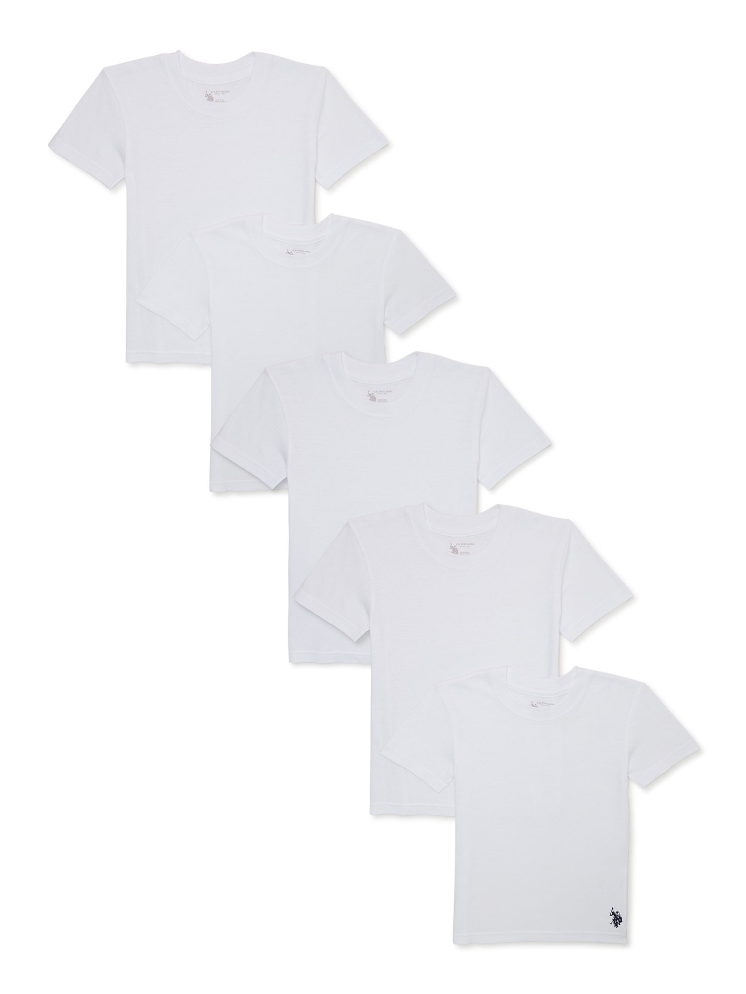Boys Tagless Cotton Crewneck T-Shirt Undershirt, 5-pack, Sizes (S-XXL)