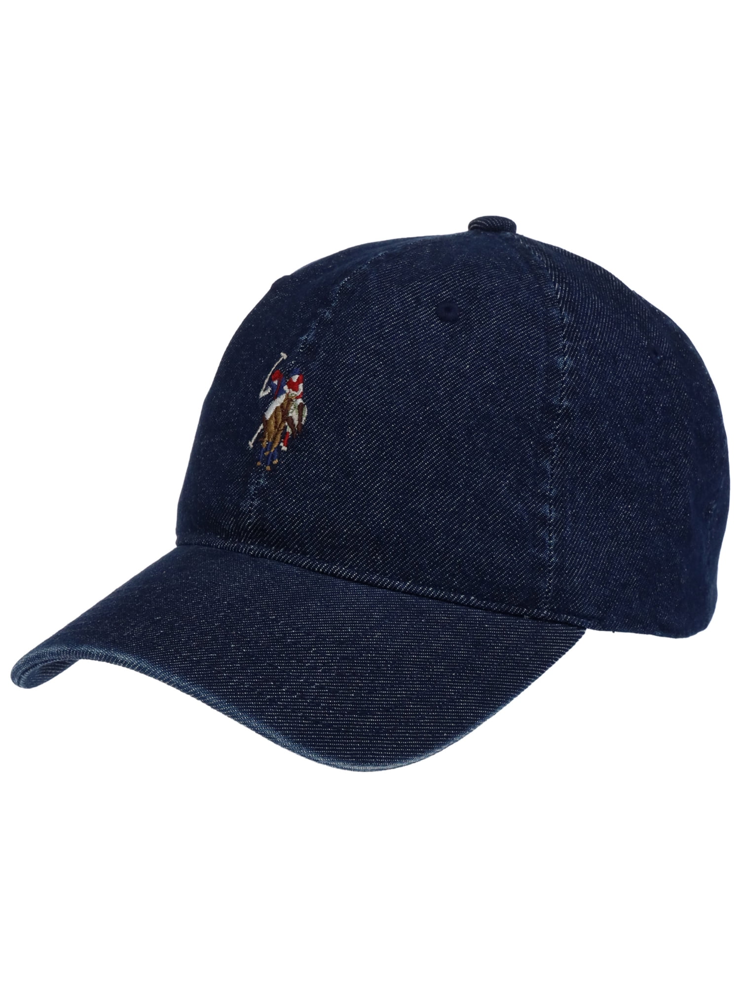 U.S. Polo Assn. Double Horseman Embroidered Dad Hat, Dark Denim, One Size
