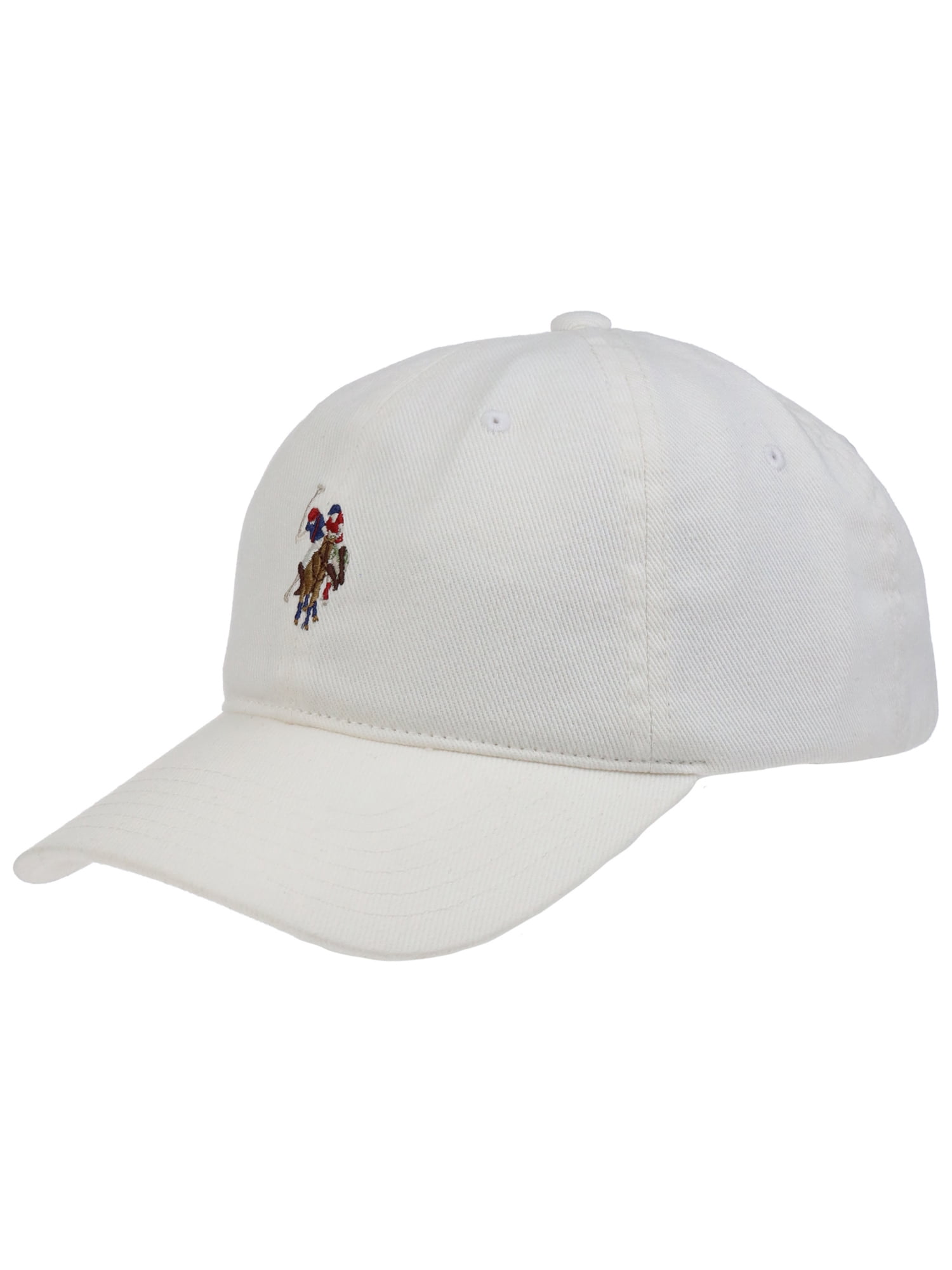 U.S. Polo Assn. Double Horseman Embroidered Dad Hat, White, One Size