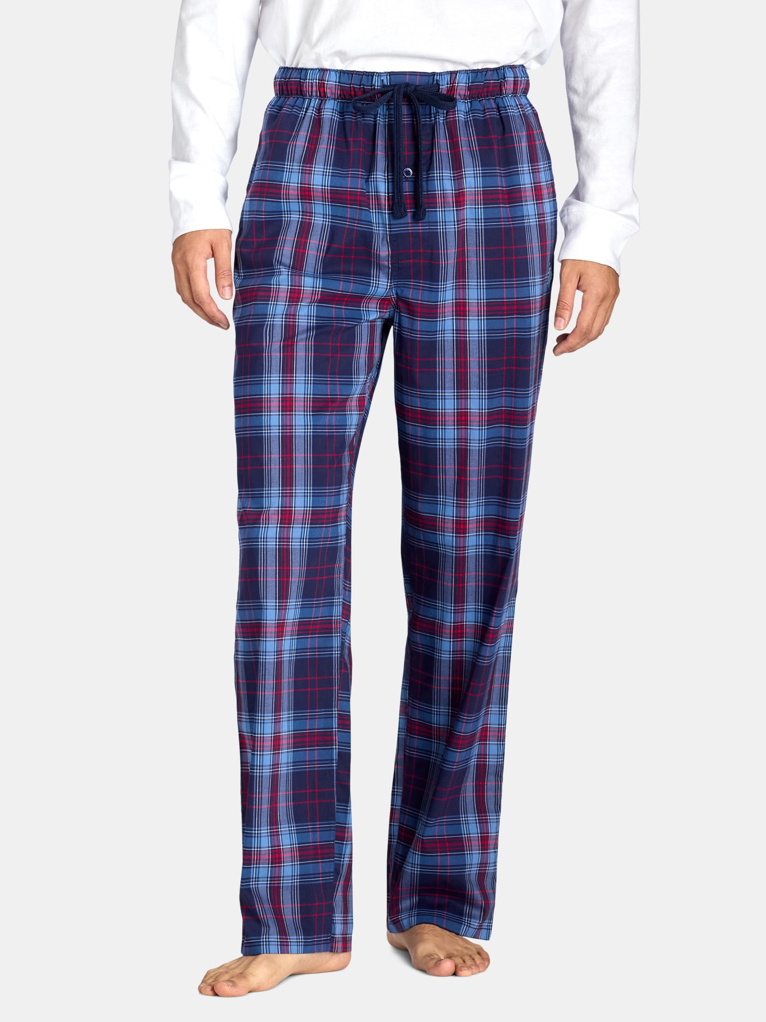 Drawstring Plaid Lounge Pajama Pants, Size L, Coronet Blue (Men's)