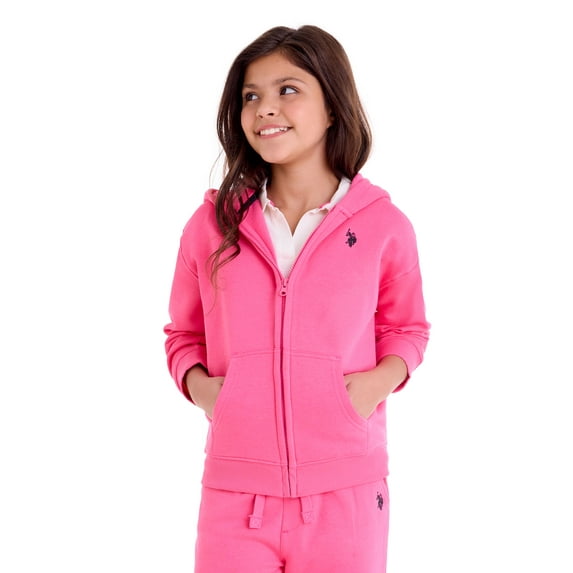 U.S. Polo Assn. Girls Fleece Zip-Up Hoodie, Sizes 4-18