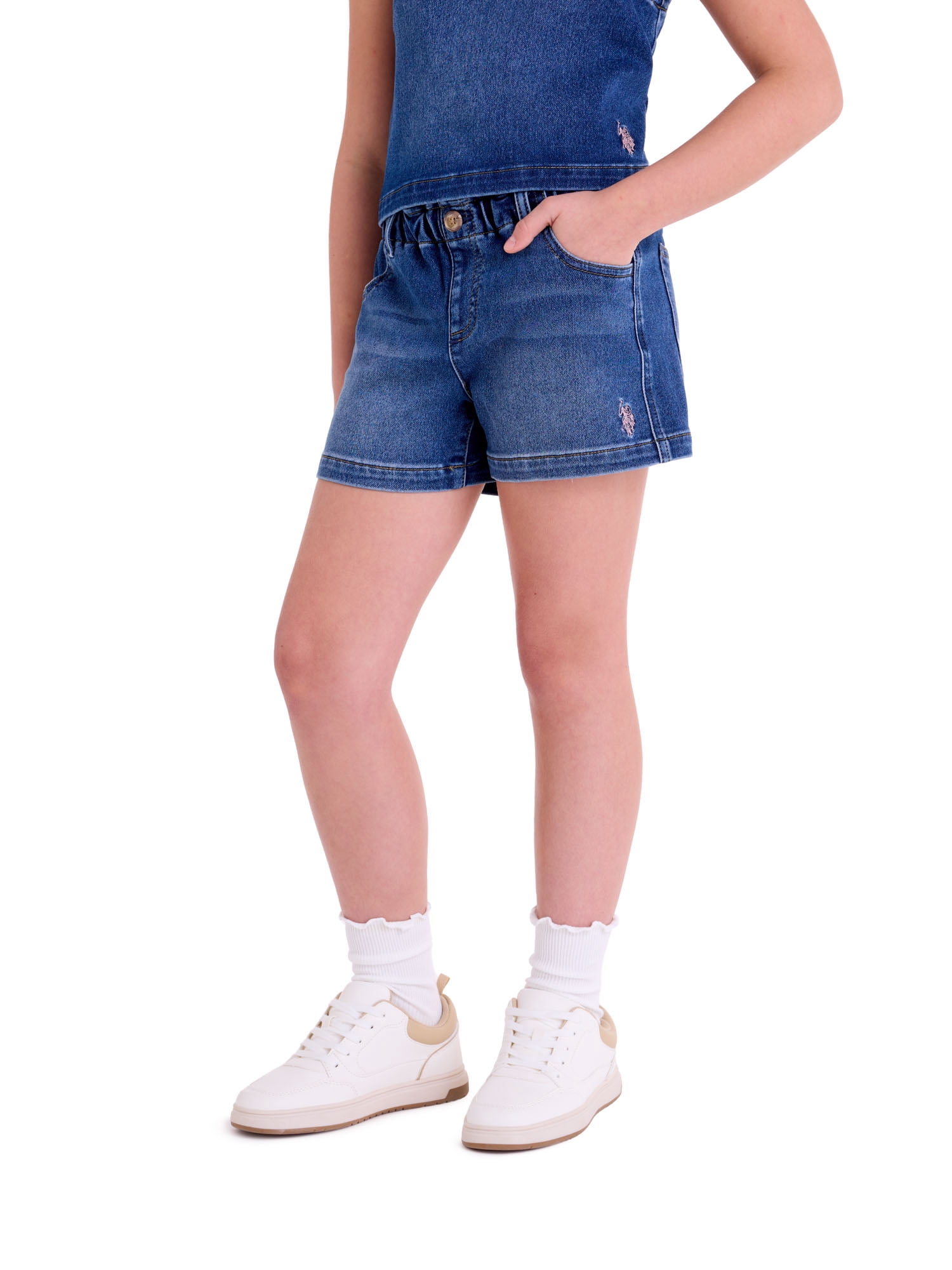 U.S. Polo Assn. Girls Knit Denim Pull On Short, Sizes 4-18