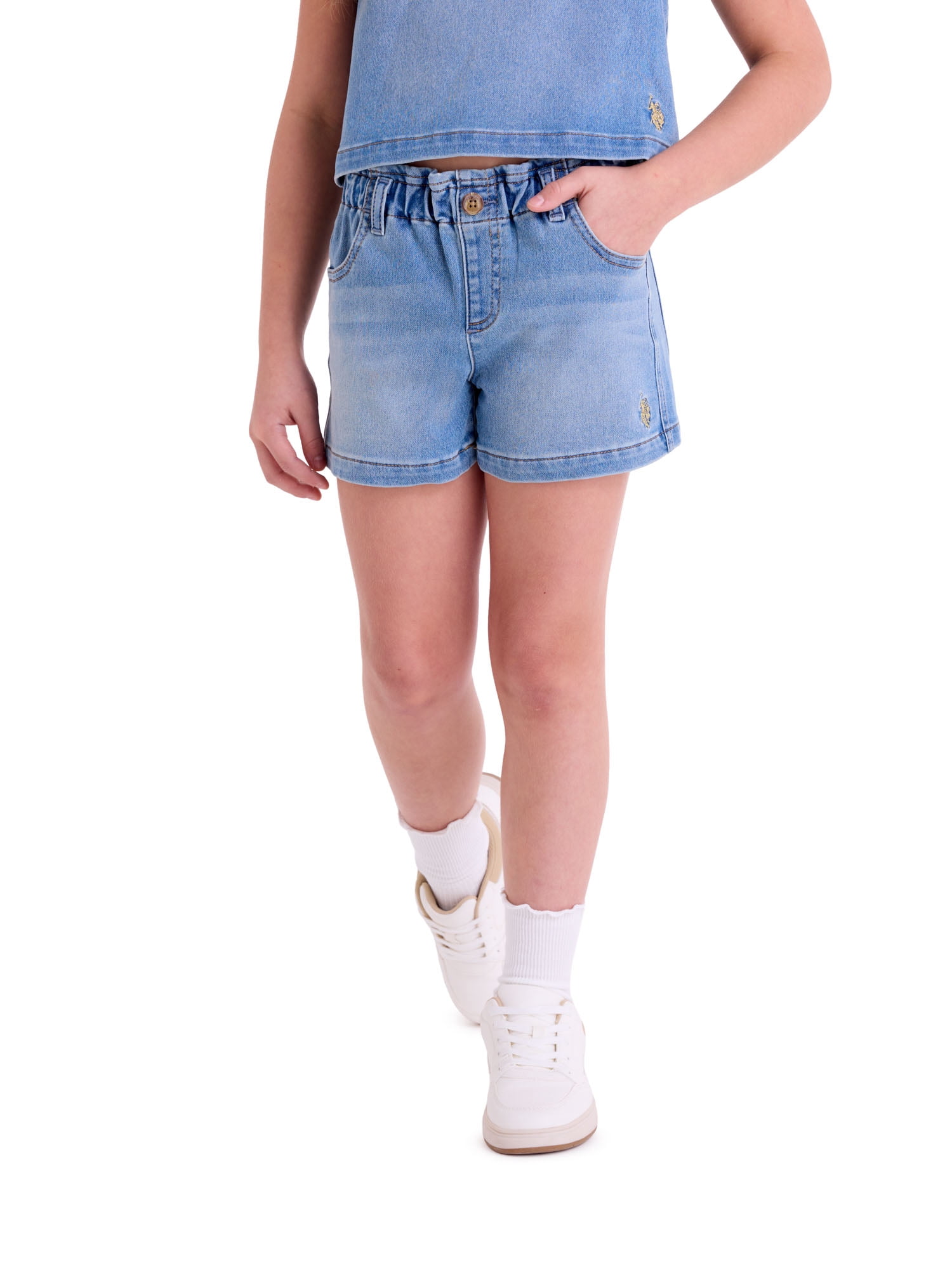 U.S. Polo Assn. Girls Knit Denim Pull On Short, Sizes 4-18