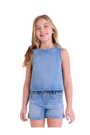 Girls Knit Denim Top, Sizes 4-18
