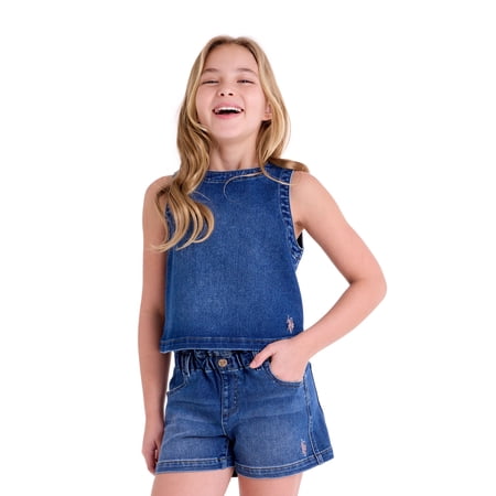 U.S. Polo Assn. Girls Knit Denim Top, Sizes 4-18