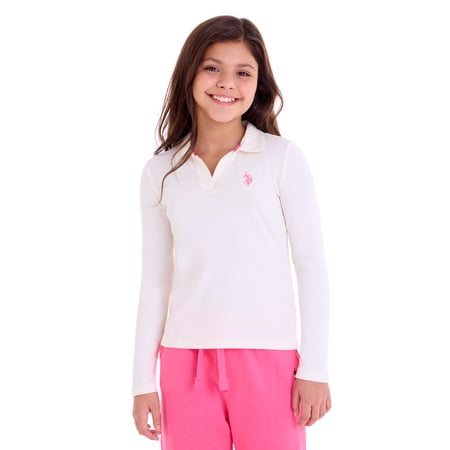U.S. Polo Assn. Girls Long Sleeve Collared Top, Sizes 4-18